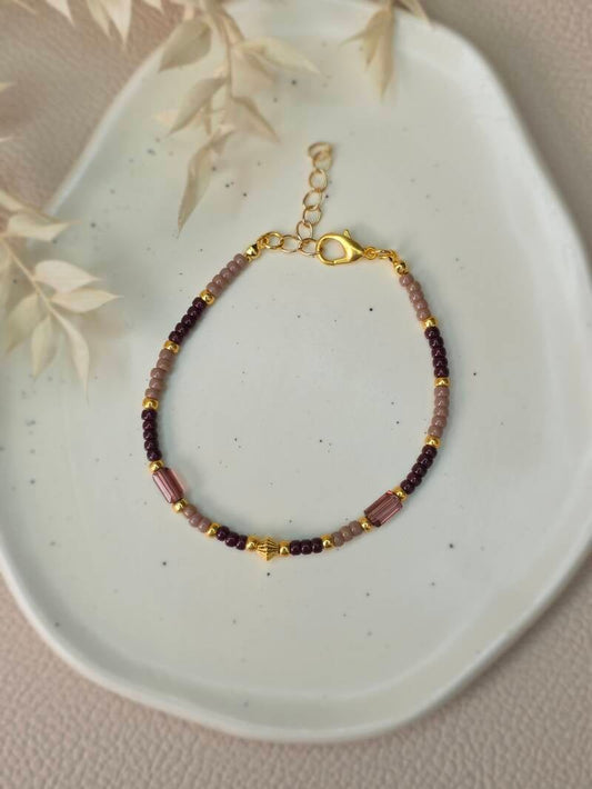 Kralen armband Miyuki Bugle - Roodbruin