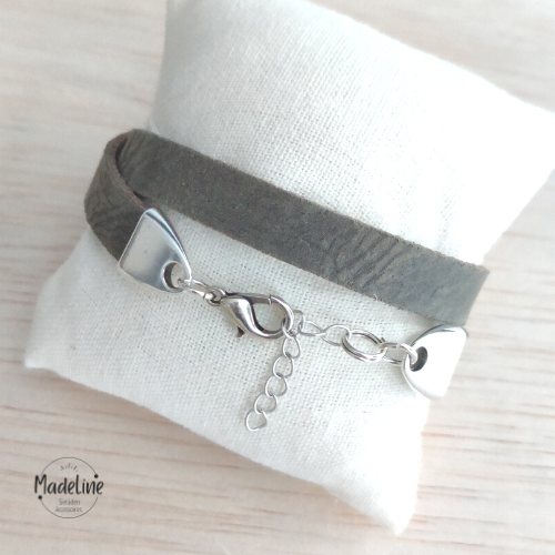 Armband Iris | Leer WF - olijfgroen