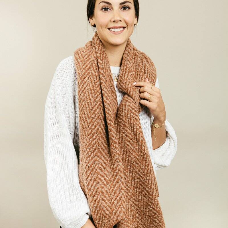 Winter sjaal Warm Herringbone - Camel