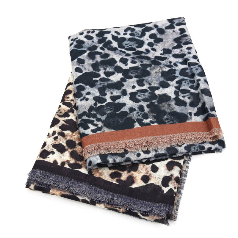Sjaal Stripe Leopard - Zwart