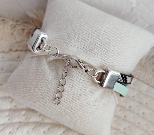 Armband Lathyrus | Leer SF - groen/zwart