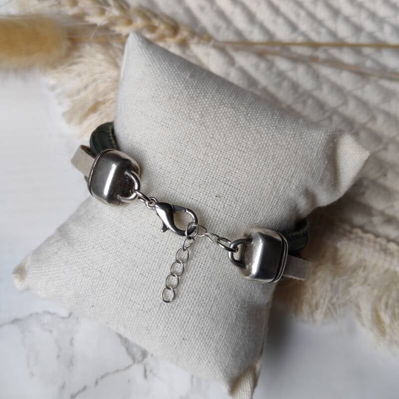 Armband Camelia | Leer SR - groen