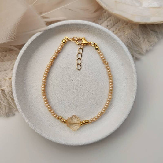 Kralen armband Miyuki - Beige Schelp