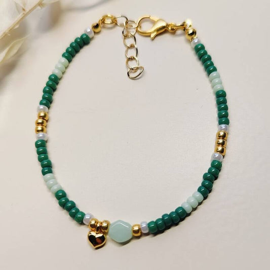 Kralen armband Hexagon Heart - Groen