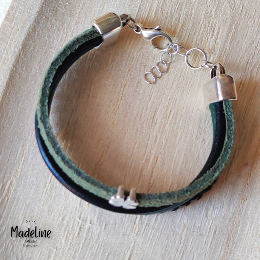 Armband Klaver | Leer SF - zwart/groen