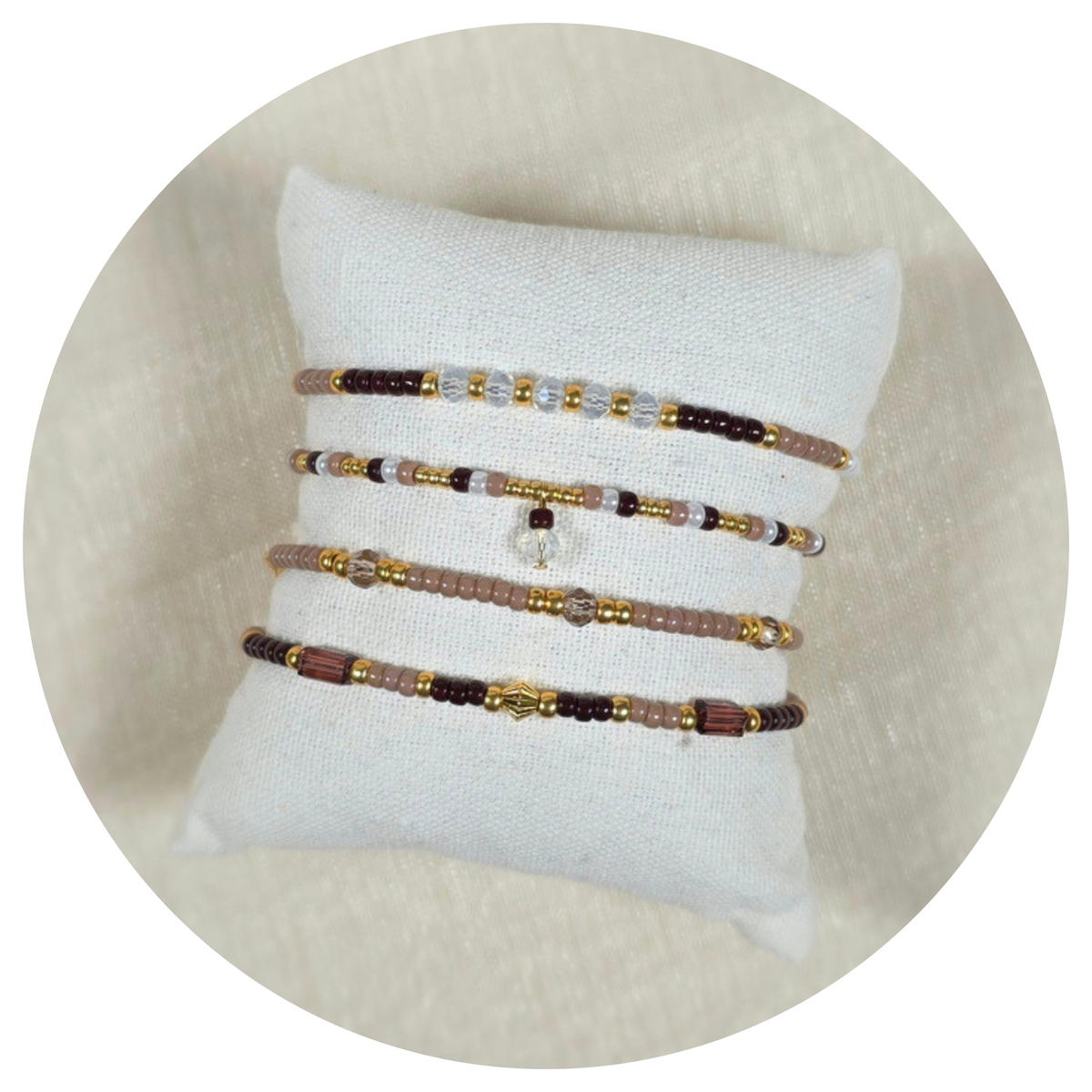 Kralen armband Facet -  Taupe