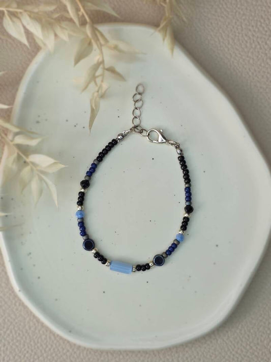 Kralen armband Miyuki Facet Hearts - Blauw