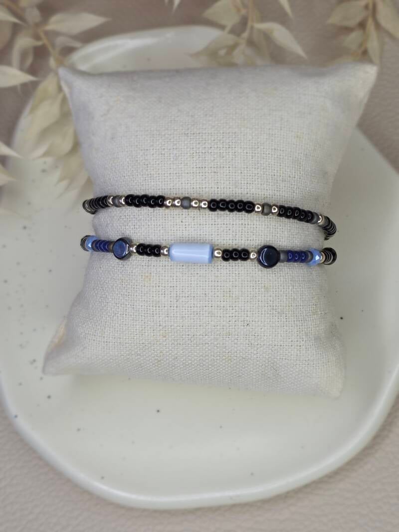 Kralen armband Miyuki Bugle Disc Facet - Blauw