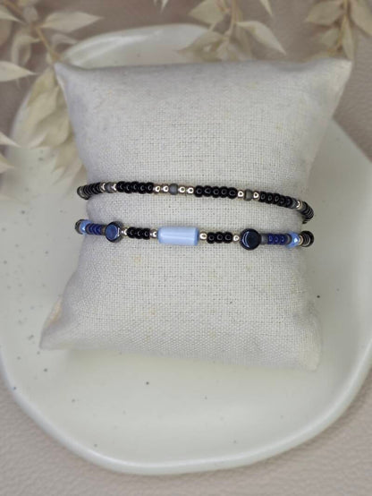 Kralen armband Miyuki Bugle Disc Facet - Blauw