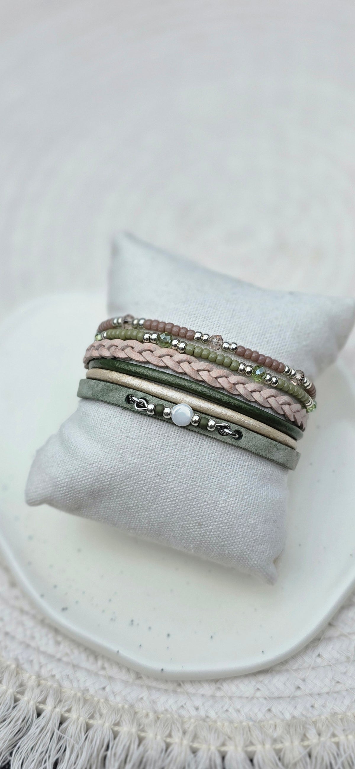 Leren dames armband Merel - Groen