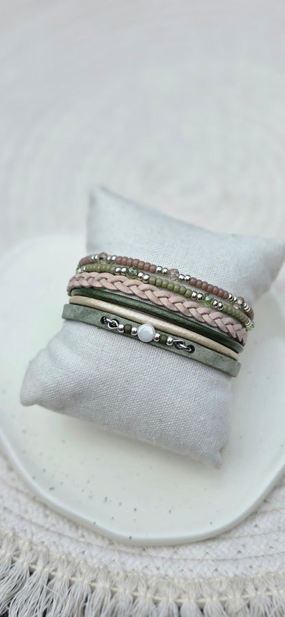 Leren dames armband Merel - Groen
