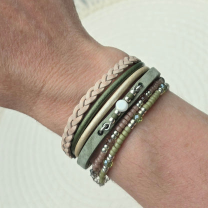 Leren dames armband Merel - Groen