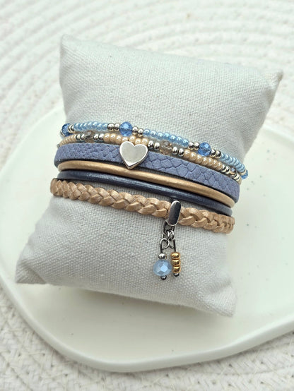 Leren dames armband Femke - Blauw
