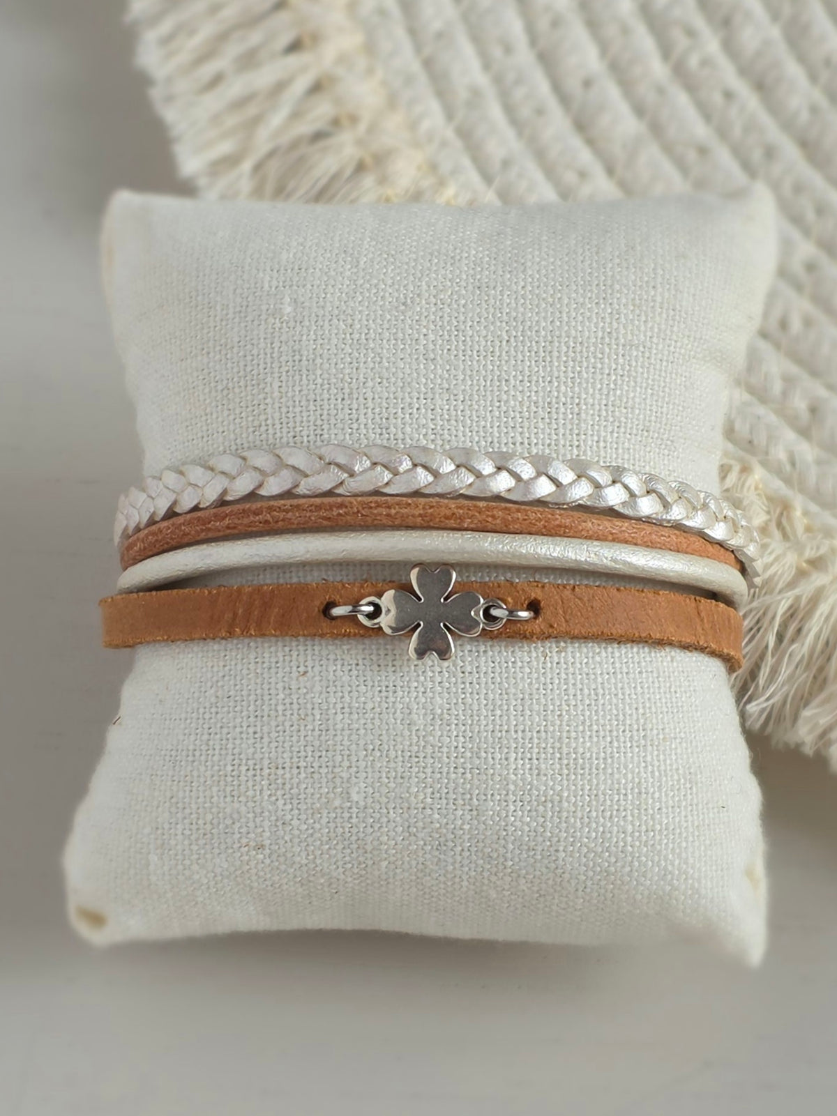Leren dames armband Manon - Camel