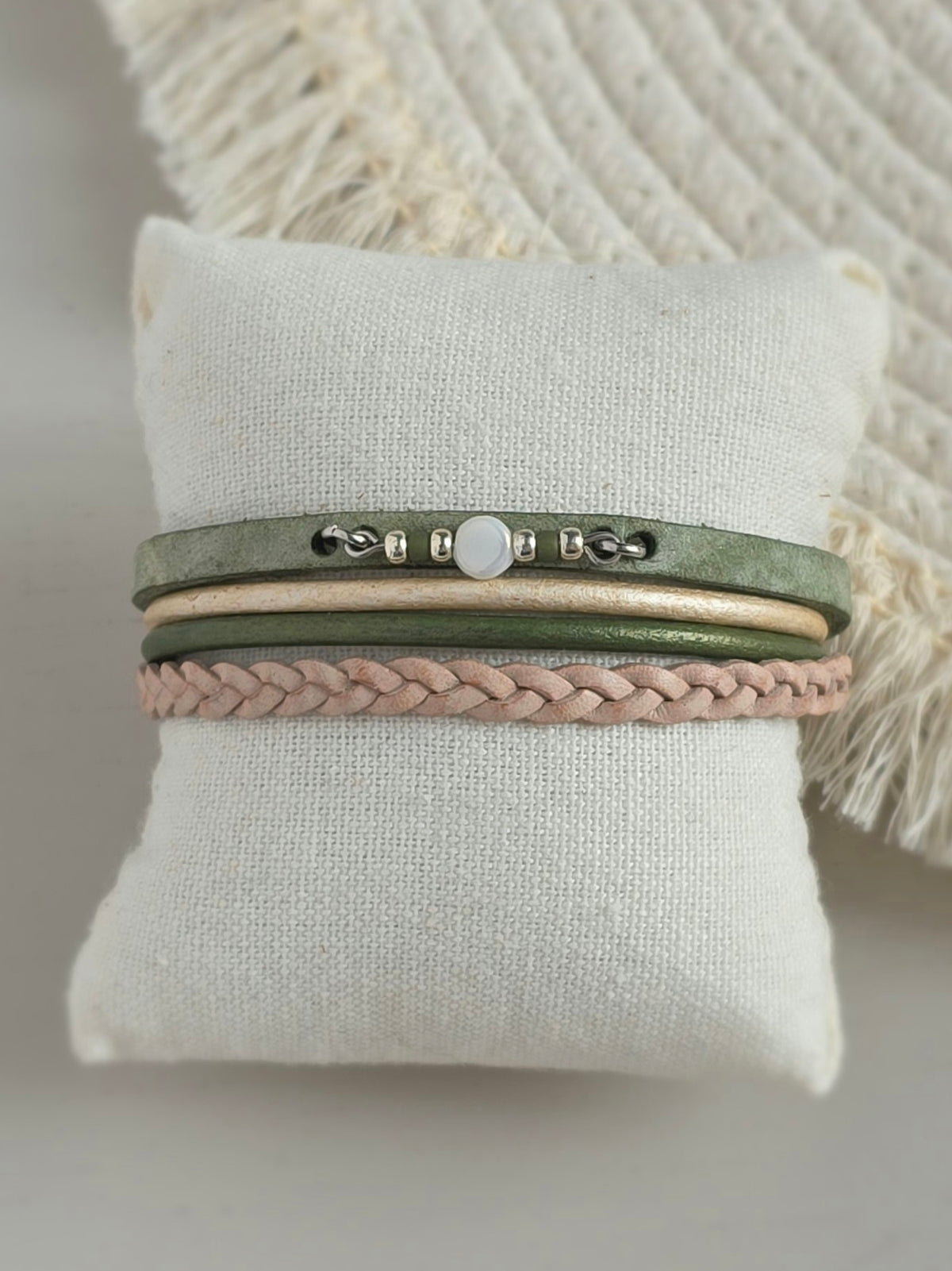 Leren dames armband Merel - Groen