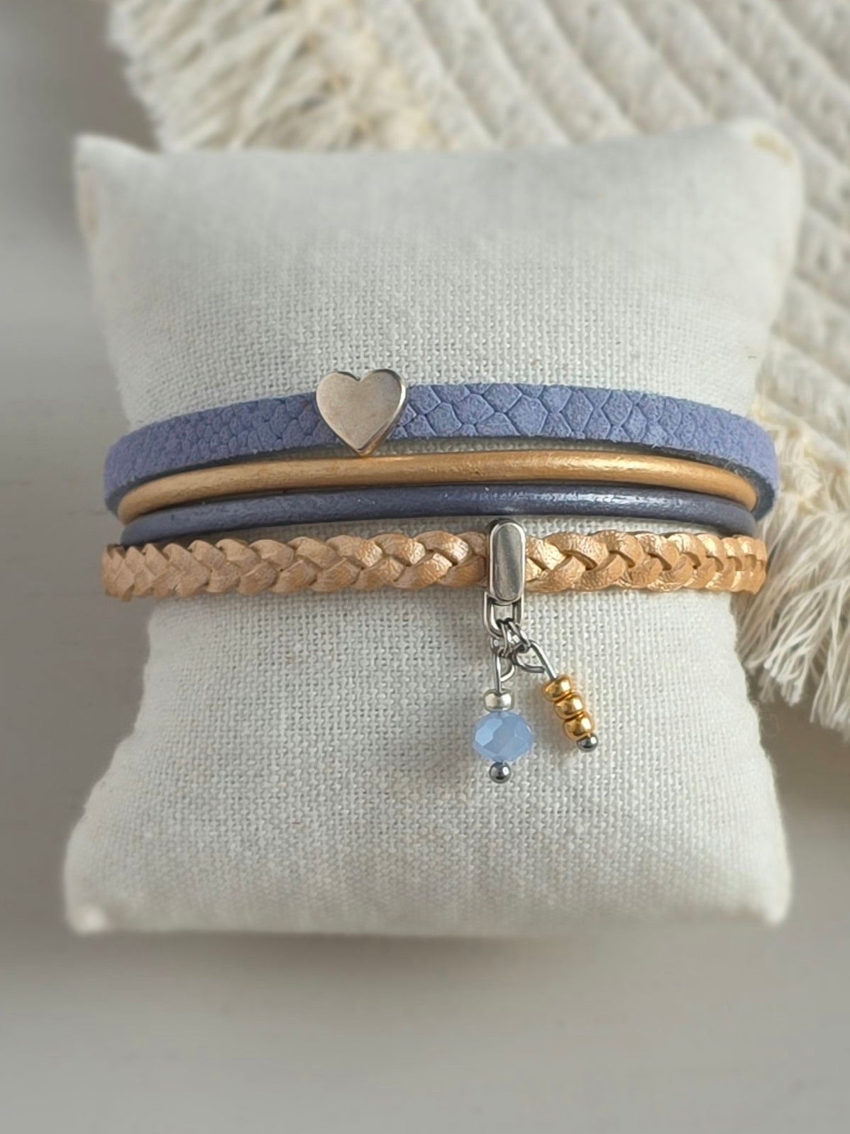 Leren dames armband Femke - Blauw