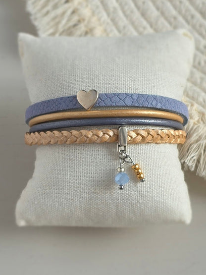 Leren dames armband Femke - Blauw
