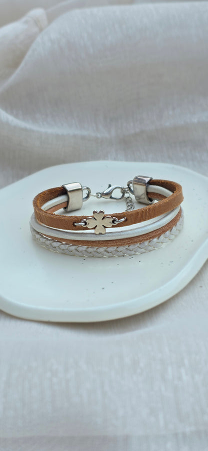 Leren dames armband Manon - Camel