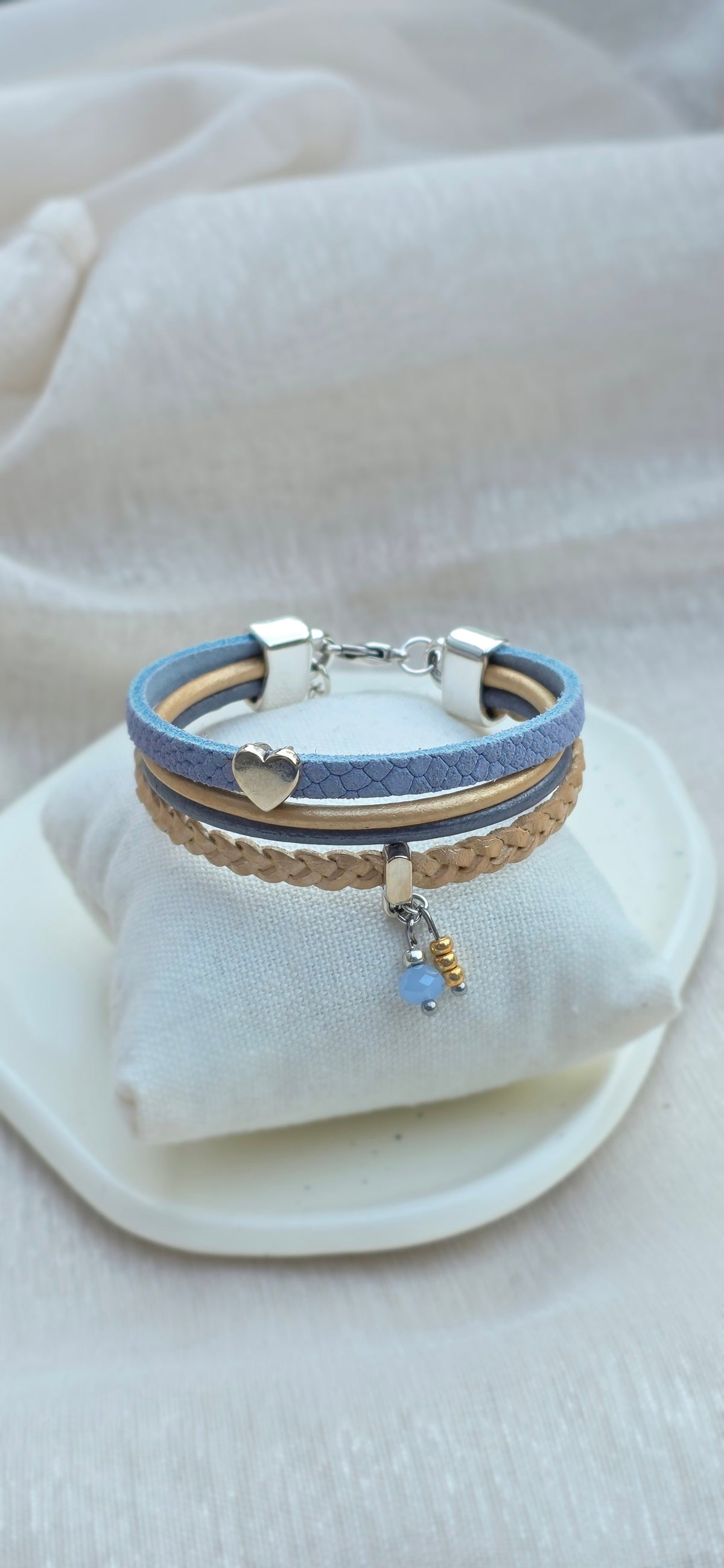 Leren dames armband Femke - Blauw