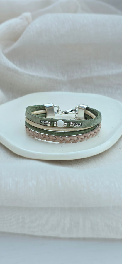 Leren dames armband Merel - Groen