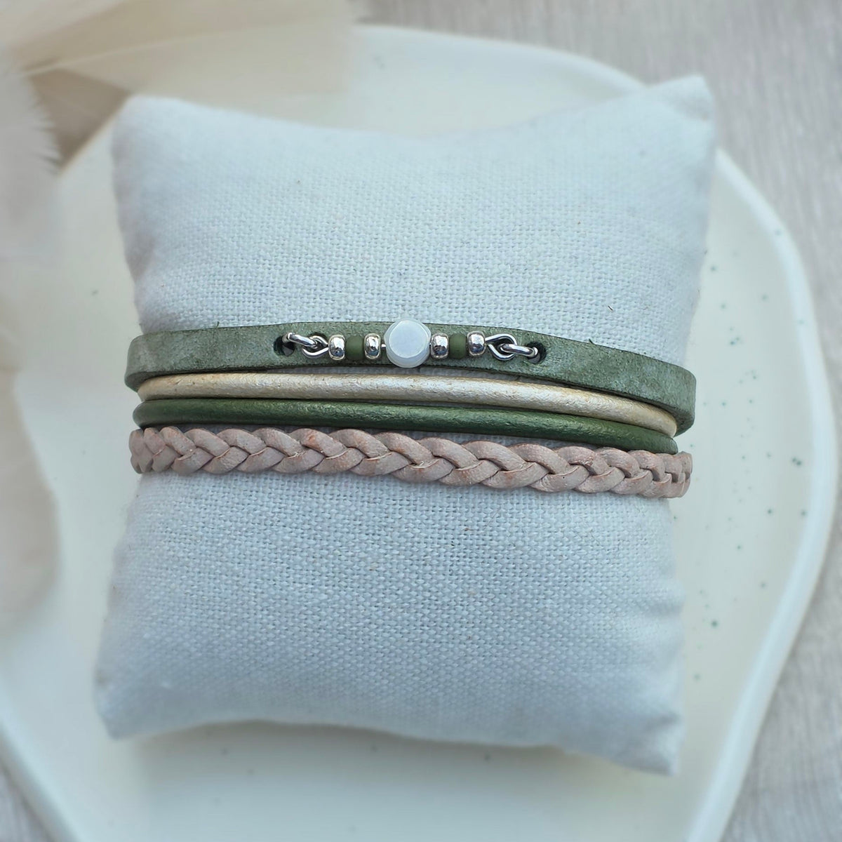 Leren dames armband Merel - Groen