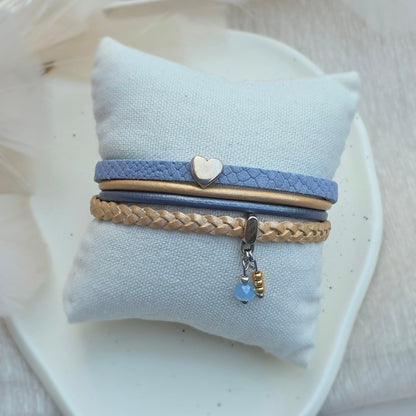 Leren dames armband Femke - Blauw
