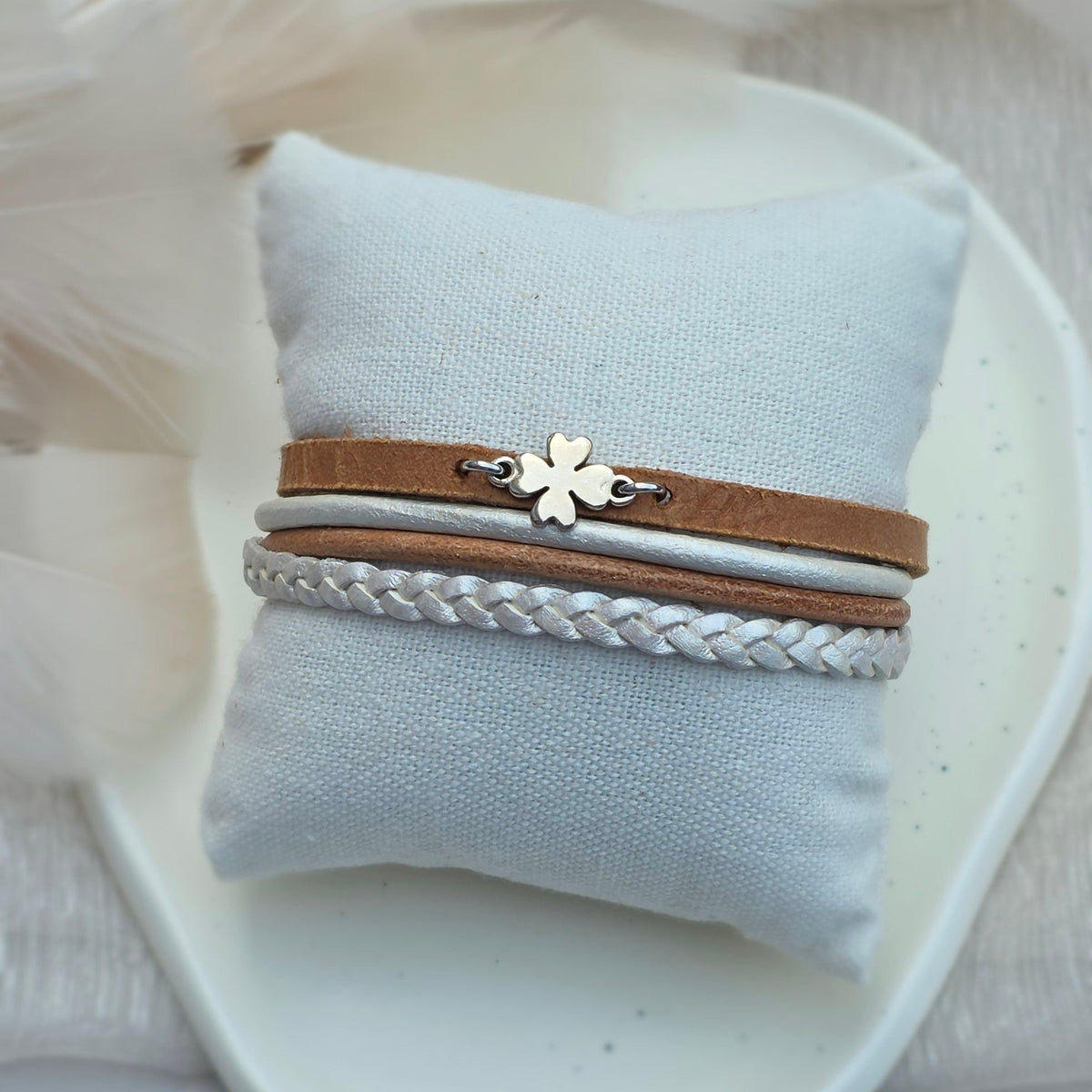 Leren dames armband Manon - Camel