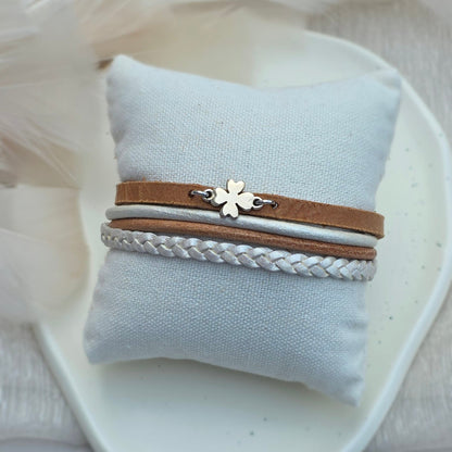 Leren dames armband Manon - Camel