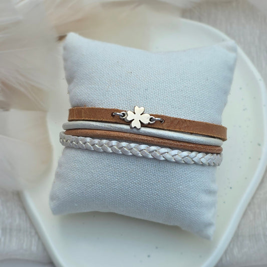 Leren dames armband Manon - Camel