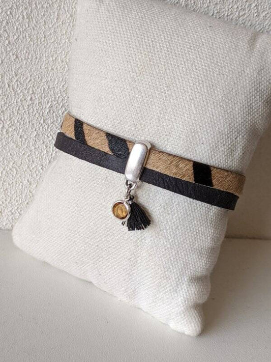 Armband Vacht Zebra | Leer SF - camel/zwart