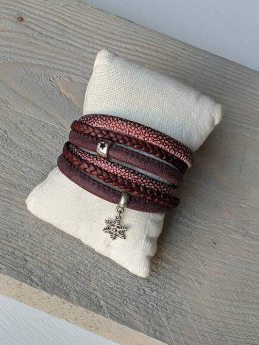 Wikkelarmband Sparkling Star - Rood