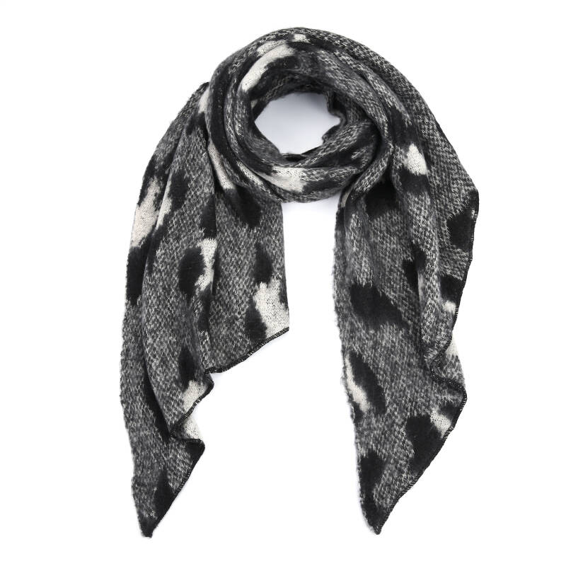 Winter sjaal Cosy Leopard - Zwart