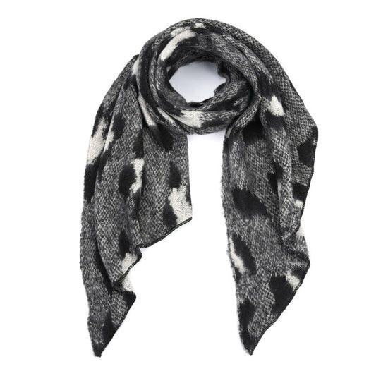Winter sjaal Cosy Leopard - Zwart