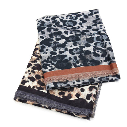 Sjaal Stripe Leopard - Zwart
