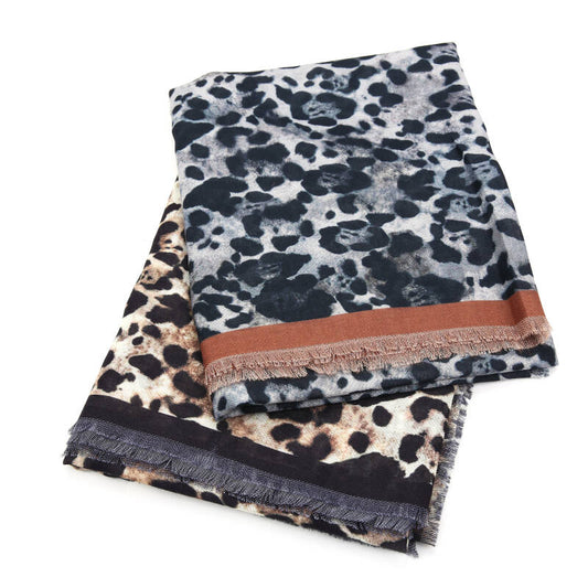 Sjaal Stripe Leopard - Zwart