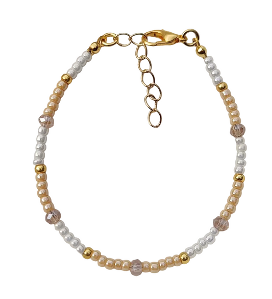 Kralen armband Miyuki & Facet - Beige