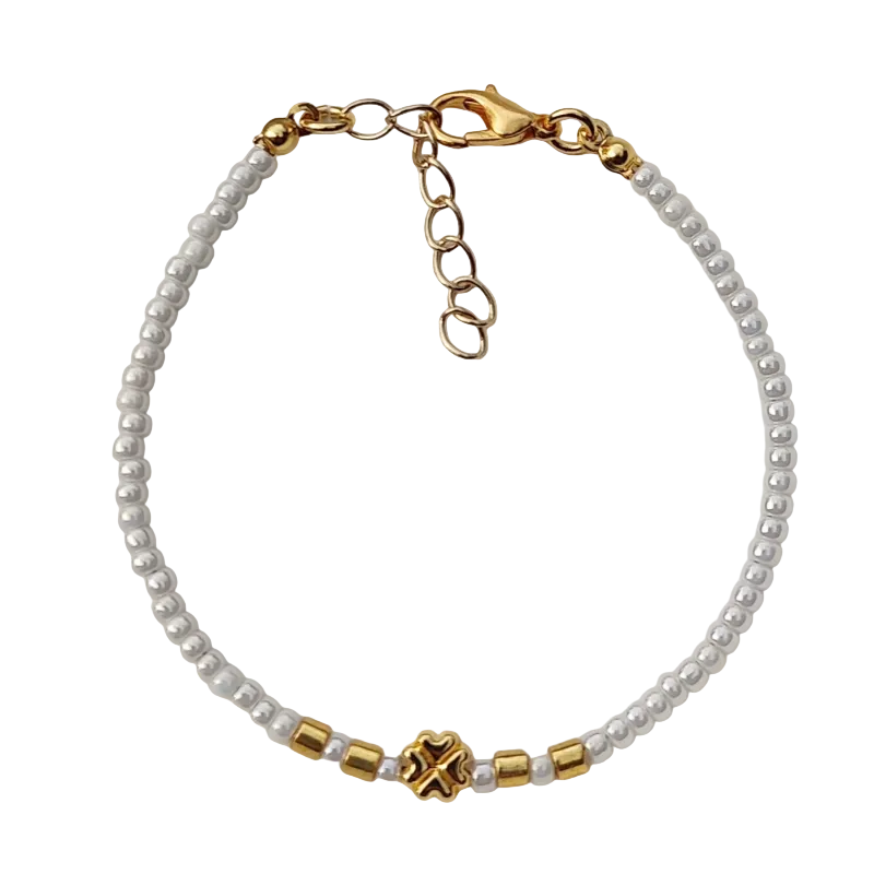 Kralen armband Miyuki Clover - Wit