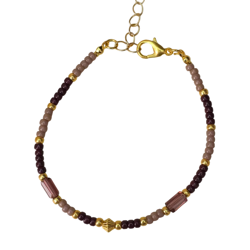 Kralen armband Miyuki Bugle - Roodbruin
