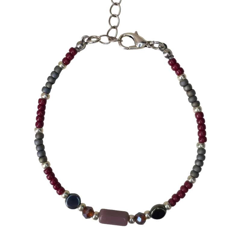 Kralen armband Miyuki Disc, Facet & Bugle - Burgundy