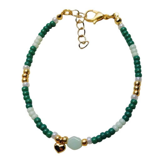 Kralen armband Hexagon Heart - Groen