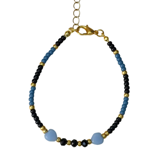 Kralen armband Miyuki Facet Hearts - Blauw