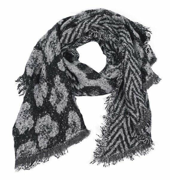 Winter sjaal Geometric Leopard - Zwart