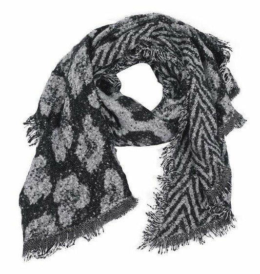 Winter sjaal Geometric Leopard - Zwart