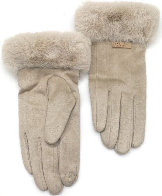 Handschoenen dames bont - Beige