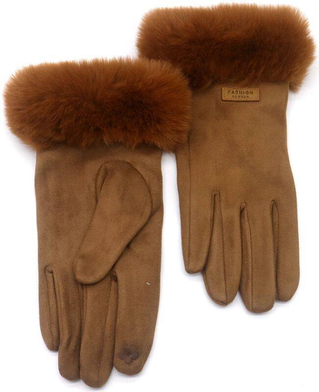 Handschoenen dames bont - Camel