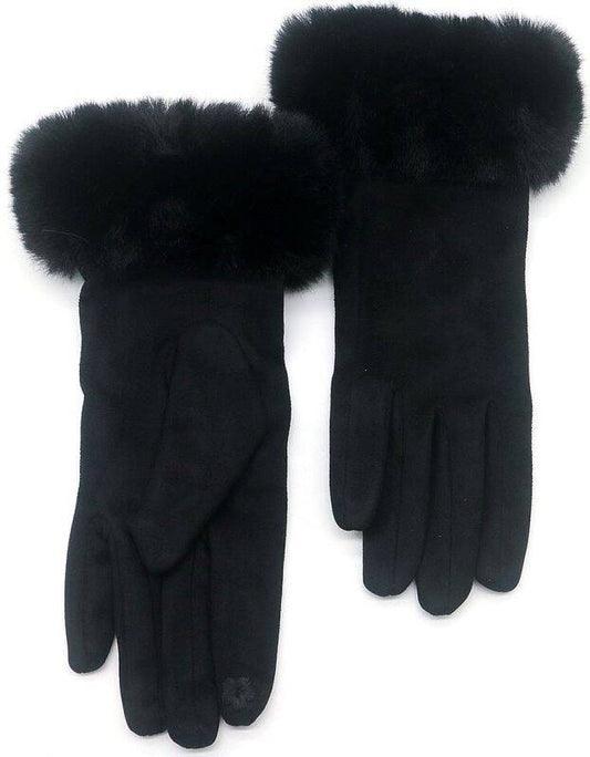 Handschoenen dames bont - Zwart