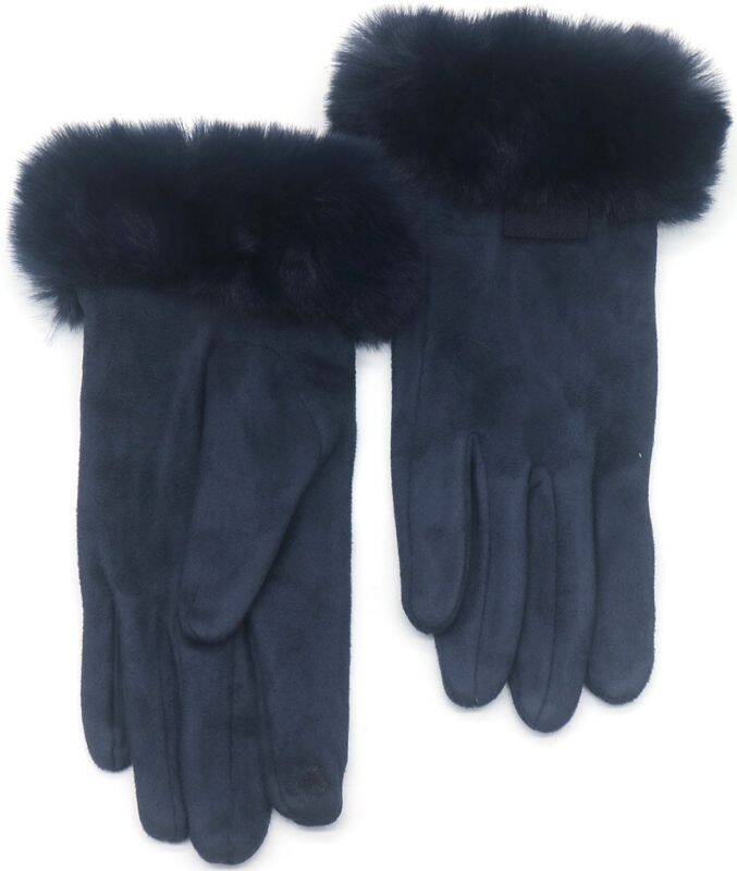 Handschoenen dames bont - blauw