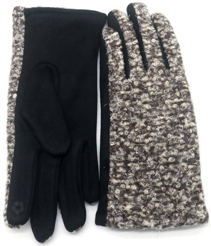 Handschoenen dames bouclé - zwart