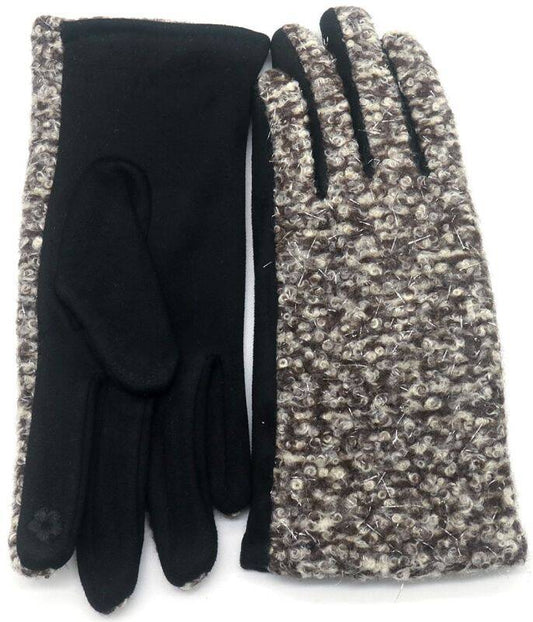Handschoenen dames bouclé - zwart