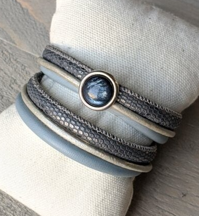 Wikkelarmband Chic Stone - Blauw Grijs